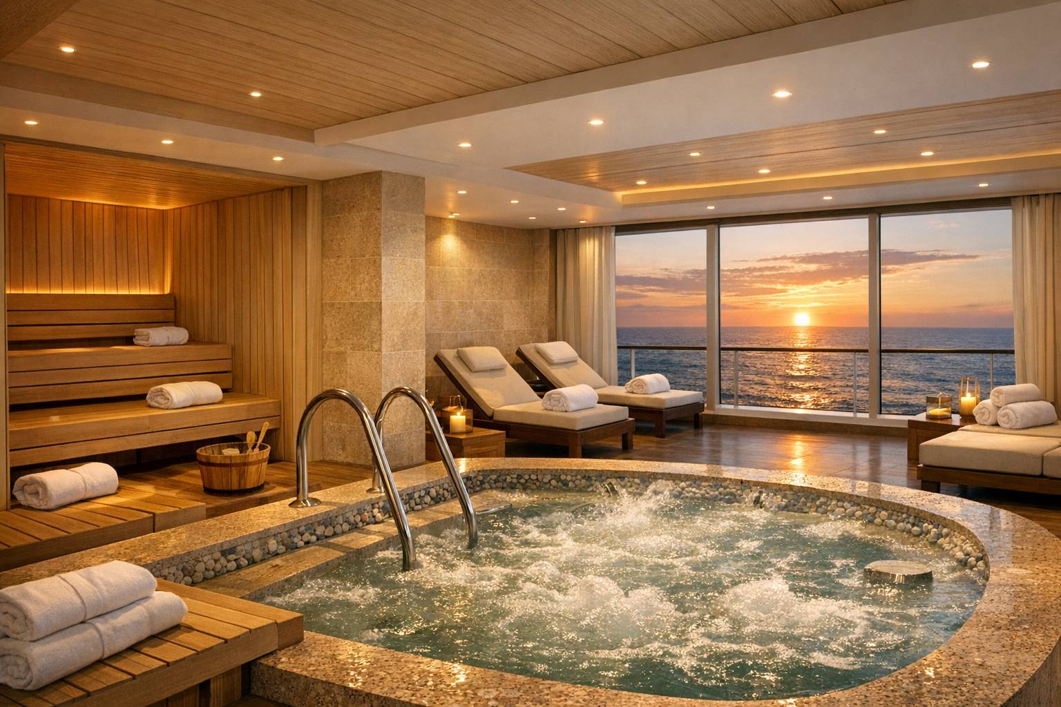 Recuperación y bienestar en un crucero de lujo: sauna, hidroterapia y estiramientos para volver a entrenar mejor